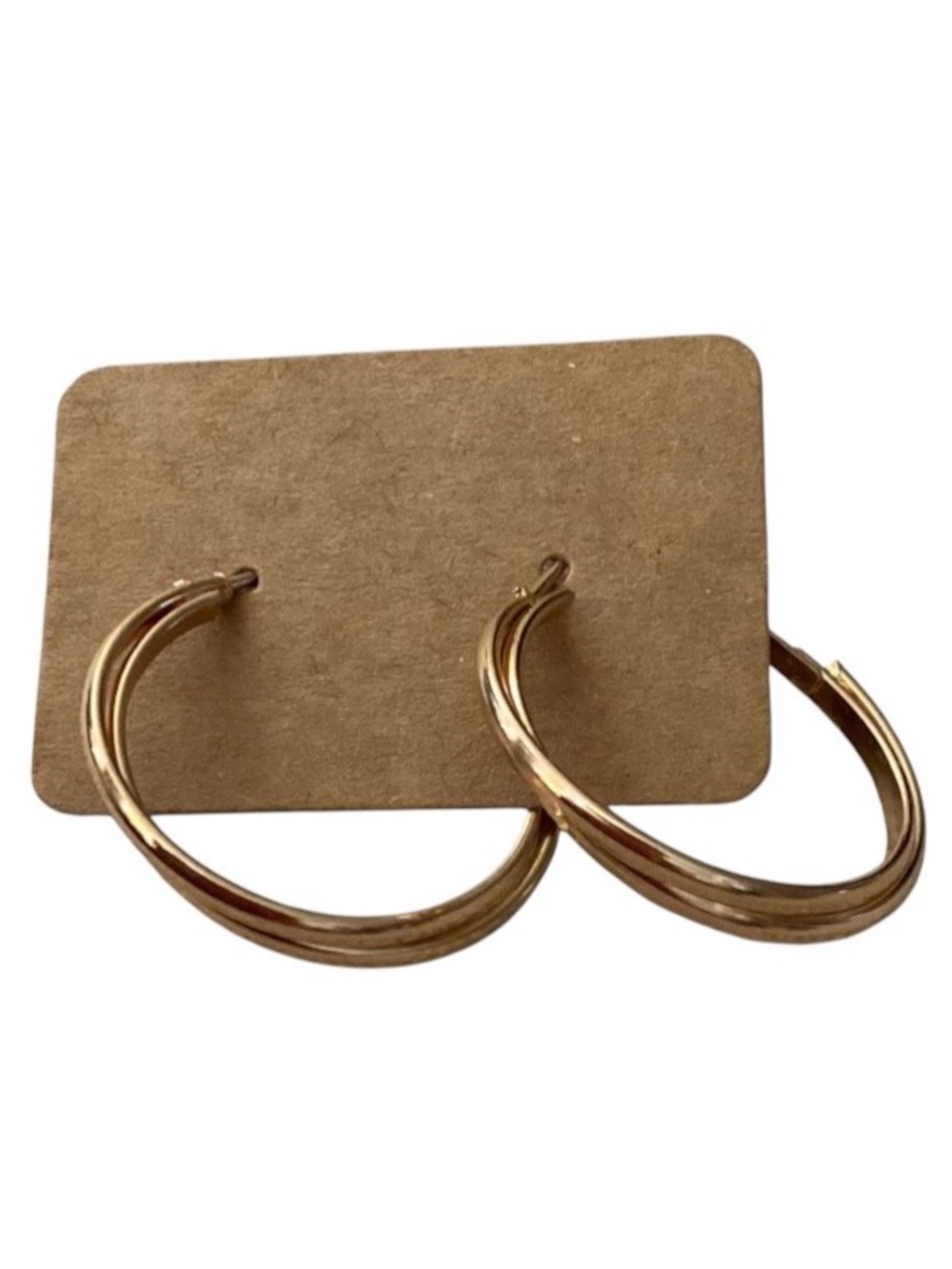 Double Strand Gold Tone Lever Back Hoop Earrings (NWT)